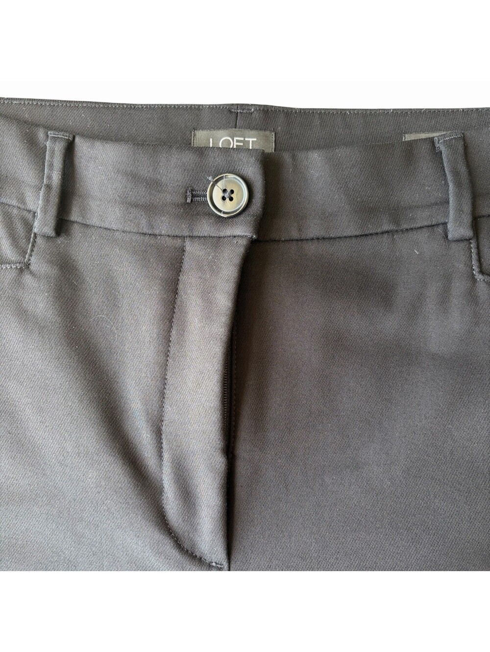 LOFT Women’s Black Flat Front Solid Dress Pants Skinny Leg Stretch Pockets - Picture 3 of 8